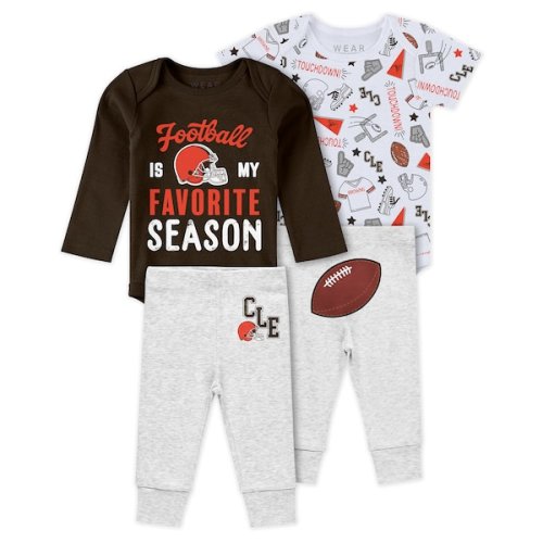 Cleveland Browns WEAR by Erin Andrews Newborn & Infant Three-Piece Turn Me Around Bodysuits & Pant Set