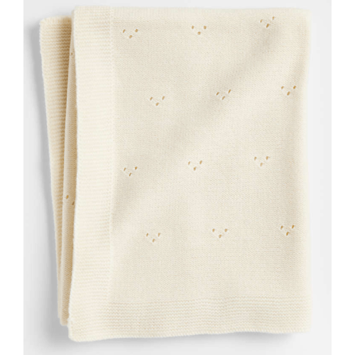 Pointelle Knit Pampas Ivory Baby Stroller Blanket