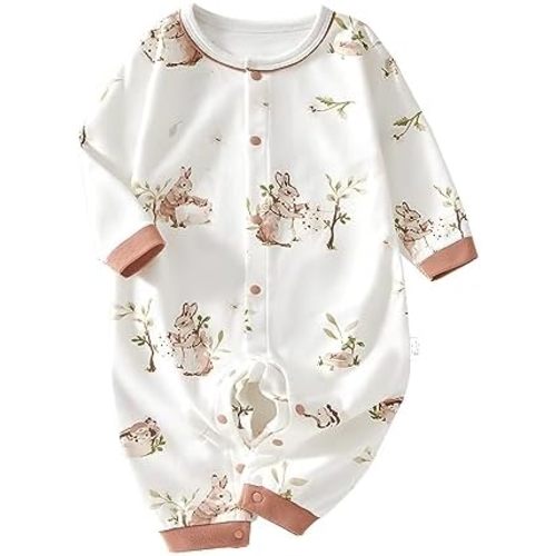 100% Organic Cotton Soft Baby Romper Jumpsuits for Boys and Girls Unisex, Long Sleeve, 0-24 Months