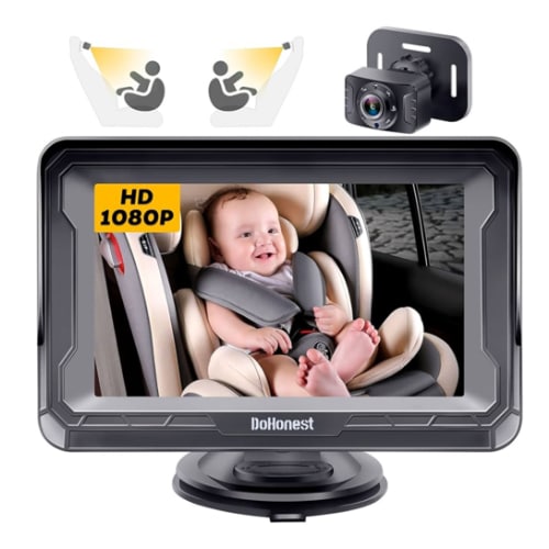 DoHonest Baby Car Camera HD 1080P - Rear-Facing Car Baby Monitor with Night Vision, Adjustable View Angle, Easy Setup, Anti-Glare Display, Safety for Kids & Infants
