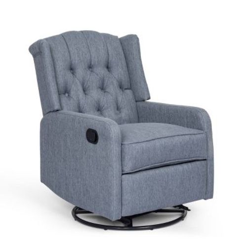 Mohaven Contemporary Tufted Wingback Swivel Recliner Beige/Black - Christopher Knight Home