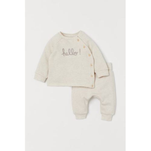 2-piece Cotton Set - Light beige melange - Kids | H&M CA