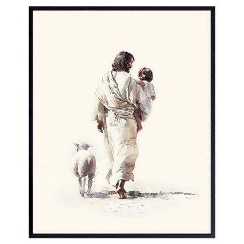 Lamb of God Jesus Christ Art - Jesus Painting, Catholic Gifts, Godly Gifts for Women, Childrens Room Decor, Baby Nursery Room Decor, spiritual Kid Bedroom Decor, Religious Christian Art Wall Decor