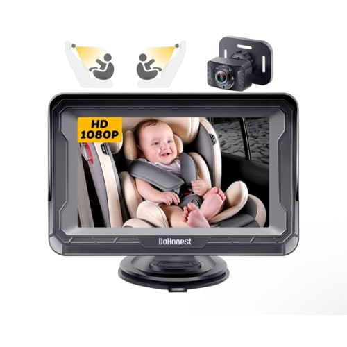 DoHonest Baby Car Camera HD 1080P - Rear-Facing Car Baby Monitor with Night Vision, Adjustable View Angle, Easy Setup, Anti-Glare Display, Safety for Kids & Infants