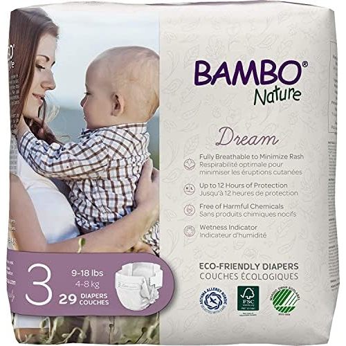 Bambo Nature Premium Baby Diapers - French/English Packaging, Size 3, 174 Count
