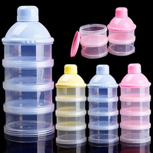EseeAier Baby Milk Powder Formula Dispenser, Non-Spill Smart Stackable Baby Feeding Travel Storage Container, BPA Free, 4 Compartments, 1 Pack