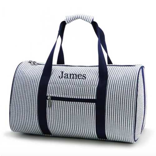Seersucker Duffle Bag - Personalized Dufflebag - Boys Duffle Bag - Monogram Duffle - Seersucker Travel Bag - Seersucker Overnight Bag