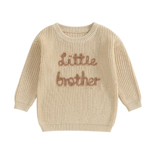 Toddler Baby Girl Boy Long Sleeve Knit Sweater Brothers Sisters Letter Embroidery Round Neck Pullover Fall Winter Tops