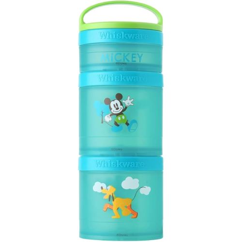 Whiskware Disney Stackable Snack Containers for Kids and Toddlers, 3 Stackable Snack Cups for School and Travel, Mickey and Pluto - Mickey & Pluto
