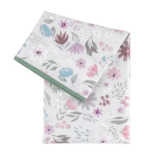Bumkins Baby Splat Mat for Under High Chair, Babies Toddlers Eating Mess Mat, Waterproof Reusable Cloth for Arts and Crafts, Playtime Mat for Kids, Floors or Tables, Fabric 42inx42in, Floral Gray