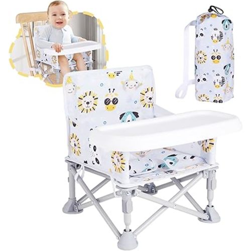 Portable Booster Seat, Toddler Baby Seat with Tray for Dining Table Compact Floor Chair for Camping Lawn Beach Babies Travel 6-36 Months