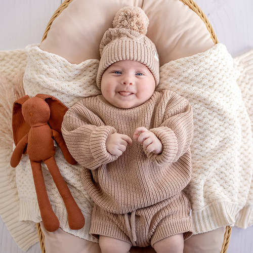 Hazelnut Oversized Cotton Knit Jumper | Snuggle Hunny