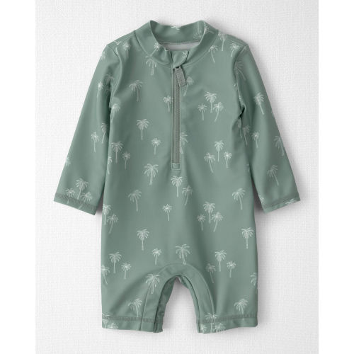 Baby Boy Recycled Long-Sleeve Rashguard Swimsuit in Palm Tree - 3 mo