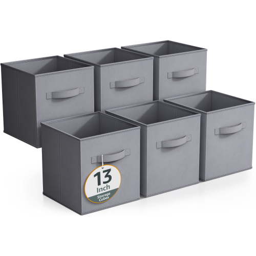 Sorbus Fabric Storage Bins 13" Foldable Cubes With Handles For Pantry, Cubbies, Toy And Closet Shelving Organization - 6Pk
