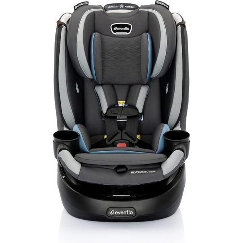 Evenflo Revolve360 Slim 2-in-1 Rotational Car Seat with Quick Clean Cover (Stow Blue)