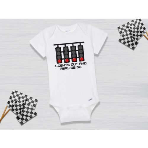 Lights Out and Away We Go Formula 1 Baby Onesie, F1 Baby Clothes, Racing Lights Baby Bodysuit