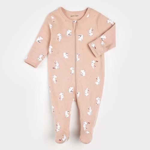 Baby Bunny Print on Barely Pink Sleeper