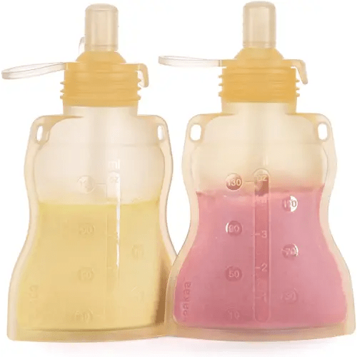 Haakaa Reusable Pouches for Toddlers, Food Grade Silicone, 4oz,2 Pack,6m+(Banana)