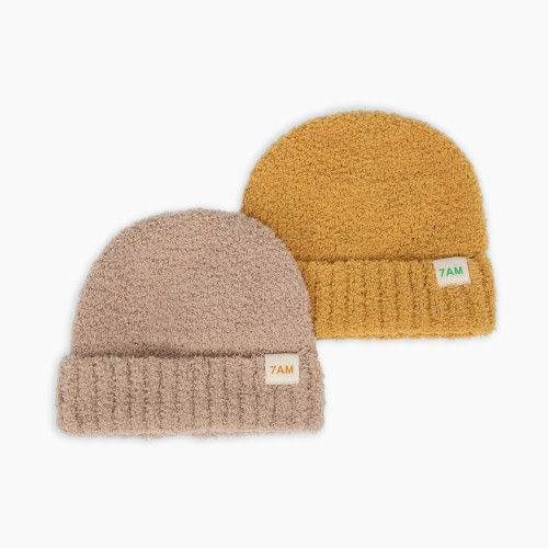 7AM Enfant Beanies (2 Pack) - Pecan, Amber, 0-6 M