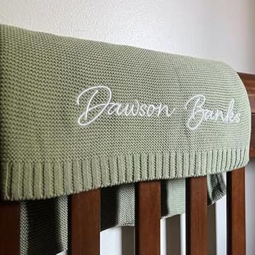 Personalized Baby Knit Blanket, Embroidered Name Blanket, Custom Knit Baby Blanket, Embroidered Name Nursery Blanket, Newborn Baby Gifts, Gifts for Baby Boy, Baby Girl, Birthday, Christmas, Hello5