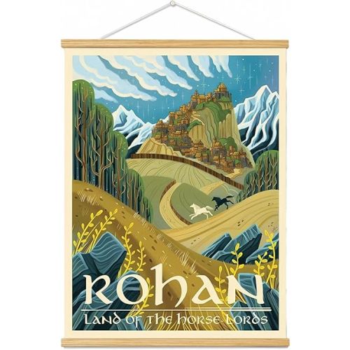 Middle Earth Landscape Wall Art Prints Canvas PaintingFantasy Posters, Wall Pictures, For Travel Gift, Canvas Art with Frames, For Office Home Decor Bedroom Living Room Wall Decor.(16L" x 12W")