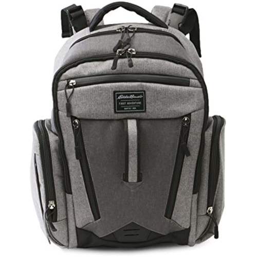 Eddie Bauer Traverse Backpack Diaper Bag with Insulated Pockets & Changing Pad, Gray