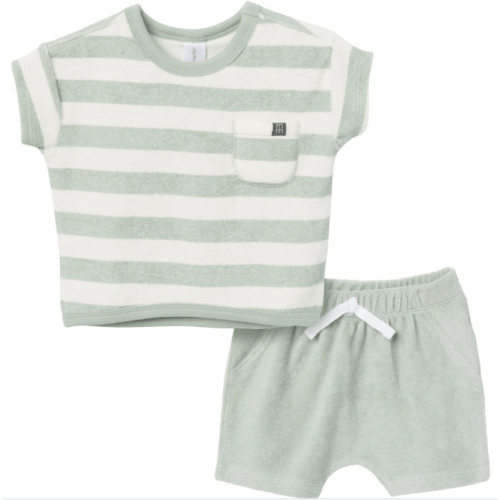 2-Piece Baby Boys Green Stripe Shirt and Shorts Set – Gerber Childrenswear