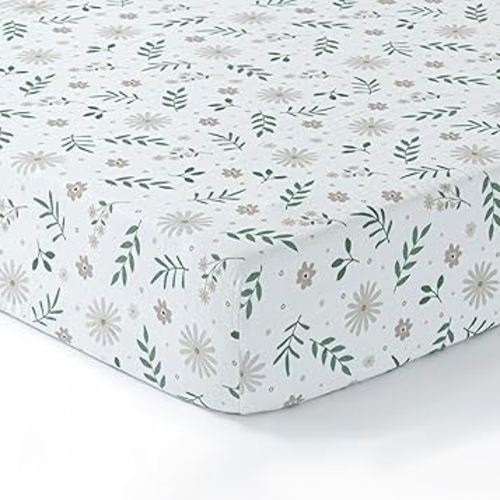 Dreamology Muslin Crib Sheet for Boys, Girls, 1-Pack, 100% Cotton Crib Sheets Fitted for Standard Cribs and Toddler Beds, Toddler Bed Sheets, 28x52 Standard Crib Sheet | Flowers
