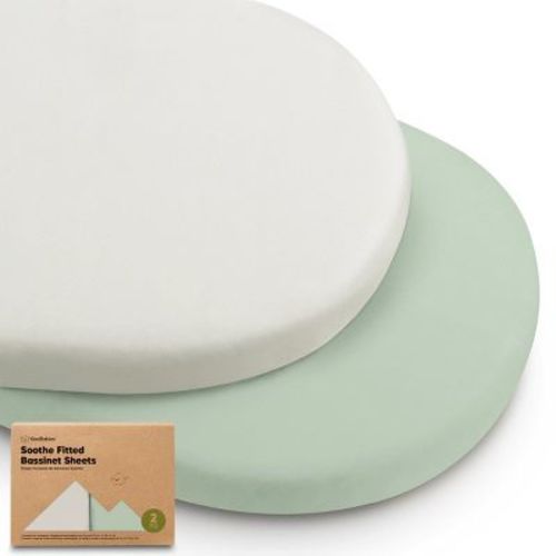 Keababies Organic Bassinet Sheet For Baby Girls, Boys, 2-pack Soothe Bassinet Fitted Sheets, Bedside Bassinet Mattress Sheet (herb)