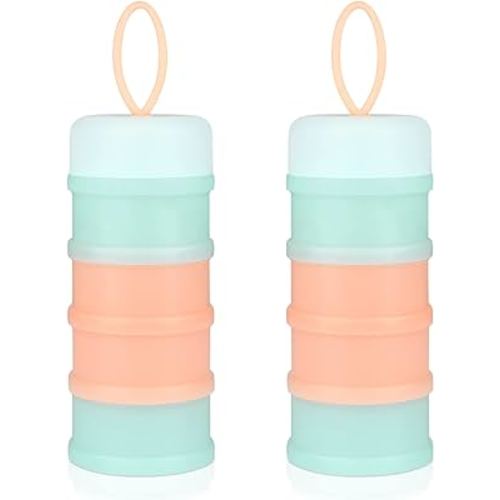 Accmor Baby Formula Dispenser On The Go, Stackable Formula Dispenser for Travel Formula Container to Go, Non-Spill Milk Powder Baby Kids Snack Storage Container, BPA Free, 2 Packs