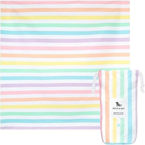 Dock & Bay Picnic Blanket - Quick Dry & Water Resistant - 100% Recycled Materials - Large (66x66) - Summer - Unicorn Waves