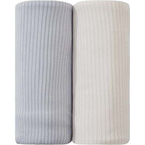 Viviland Jersey Swaddle Blanket, Ultra Soft Stretchy Receiving Blanket for Newborn, Baby Swaddle Wrap for Boys & Girls, 2 Packs,40 x 30 in, Grey & Pink