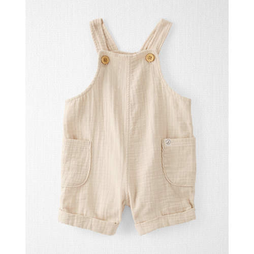 Baby Organic Cotton Gauze Shortalls in Cream - 9M - Style,Ember Oatmeal