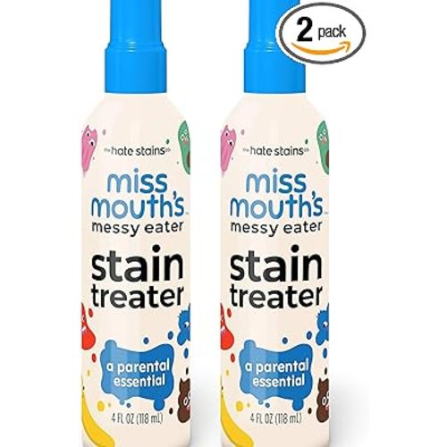 Miss Mouth's Messy Eater Stain Treater Spray - 4oz 2 Pack Stain Remover - Newborn & Baby Essentials - No Dry Cleaning Food, Grease, Coffee Off Laundry, Underwear, Fabric