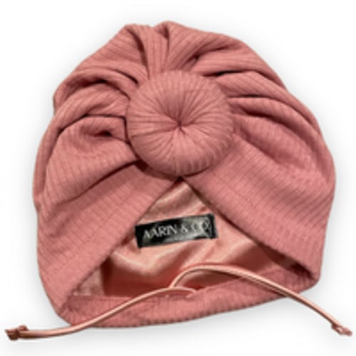 Adjustable Satin Lined Turban-Mauve Ribbed – Aarin & Co.