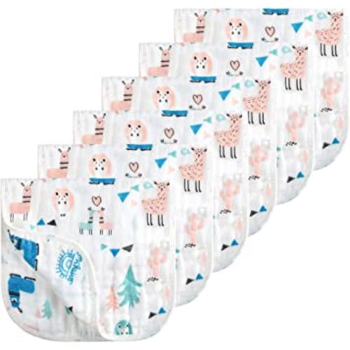 Looxii Muslin Burp Cloths 100% Cotton Muslin Cloths Large 20''x10'' Extra Soft and Absorbent 6 Pack Baby Burping Cloth (Alpaca)