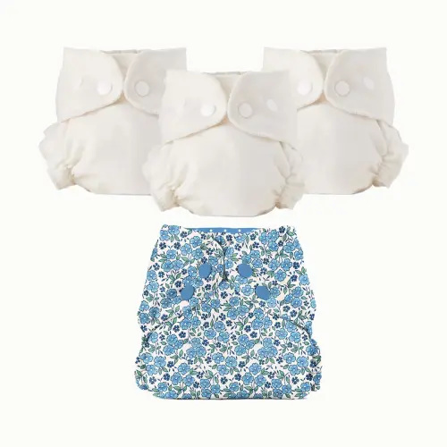 Organic Cloth Diaper Bundle Starter, Color Forget-me-not - Esembly