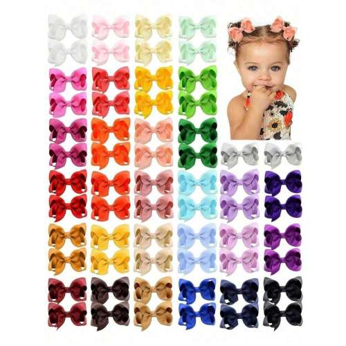 4/20/40/60pcs Cute Bow Hairpins In Random Colors, Grosgrain Ribbon Bow Hairpins, Suitable For Girls, Toddlers, Children's Daily Wear, Holiday Gifts | SHEIN USA