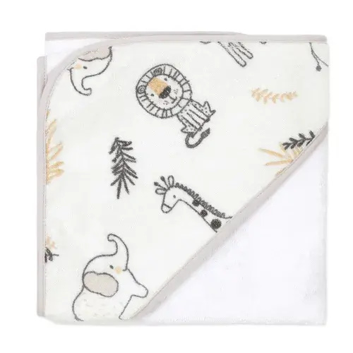 Peanut Shell Hooded Towel Print Madagascar | Baby Bunting AU