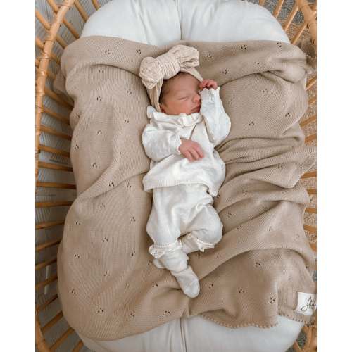 Pointelle Knit Baby Blanket - Beige – Atara & Co