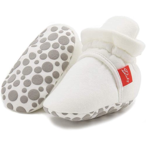 Sawimlgy Newborn Infant Baby Girl Boy Cotton Booties Stay On Sock Slippers Soft Bedroom Shoes Non-Skid Ankle Boots With Grippers Toddler Crib Warm Shoe First Walker Birthday Shower Gift - 6-12 Months Infant