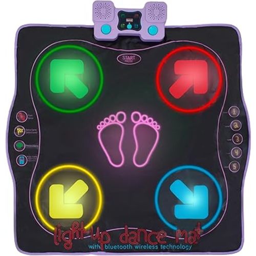 Kidzlane Dance Mat | Light Up Dance Pad with Wireless Bluetooth/AUX or Built in Music | Dance Game with 4 Game Modes | Gift Toy for Girls & Boys Ages 6 7 8 Years Old +