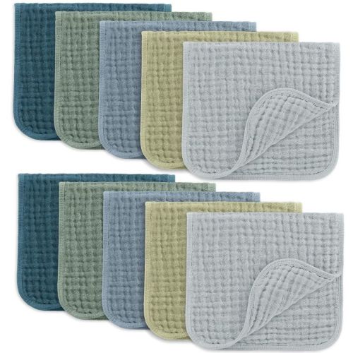 Muslin Burp Cloths Large 100% Cotton By Comfy Cubs (multicolor Boy, Pack Of 10)