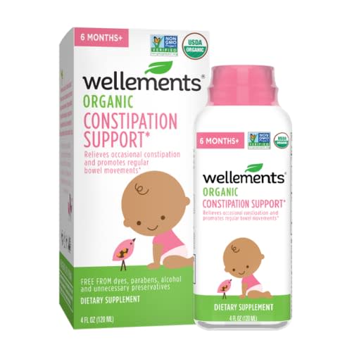 Wellements Organic Baby Constipation Support | Relieves Occasional Constipation for Infants & Toddlers*, No Harsh Laxatives, USDA Certified Organic | 4 Fl Oz, 6 Months +