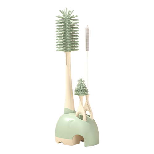 Bottle & Straw Brush Cleaning Set, 4pcs Green BPA-Free Food-Grade Silicone Cleaning Brushes with Drying Stand, Soft Bristles for Water Bottles, Cups & Kitchen Utensils, 11.8x4.1in