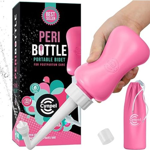 Peri Bottle - Postpartum and Perineal Care - Portable Travel Bidet Sprayer for Women or Men - Handheld Jet Spray Bottle for Toilet - New Mom After Birth Recovery Essentials