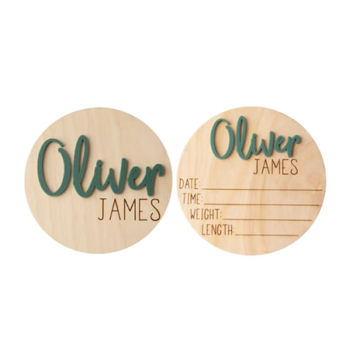 Personalized Newborn Announcement Sign for Hospital - Wooden Birth Announcement Sign for Hospital - Baby Name Announcement Sign - Baby Milestone Signs - Boy Girl - double sided