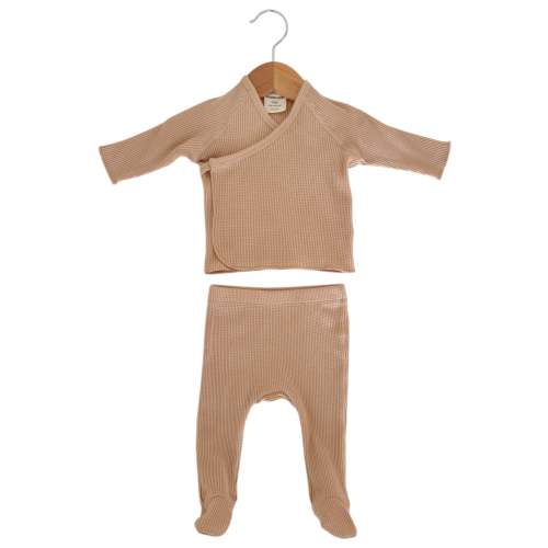 Organic Waffle Kimono & Pant Set, Tan