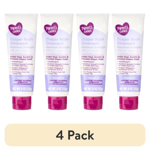 (4 pack) Parent's Choice Maximum Strength Diaper Rash Ointment with Zinc Oxide, 4 oz