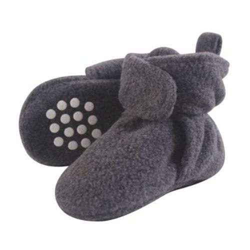 Luvable Friends Baby And Toddler Cozy Fleece Booties, Charcoal Heather, 12-18 Months